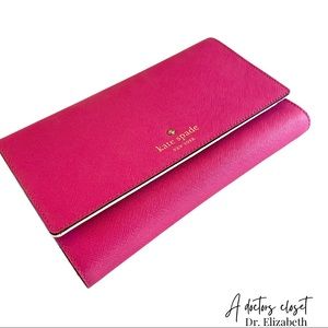 KATE SPADE large travel wallet/clutch PINK Mika’s pond phoenix travel wallet